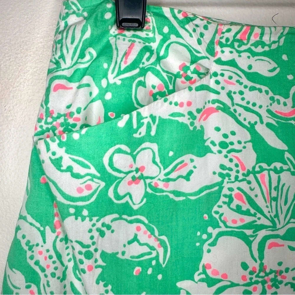 Lilly Pulitzer Beach Bash Corrie Green and White Mini Skirt Size 2